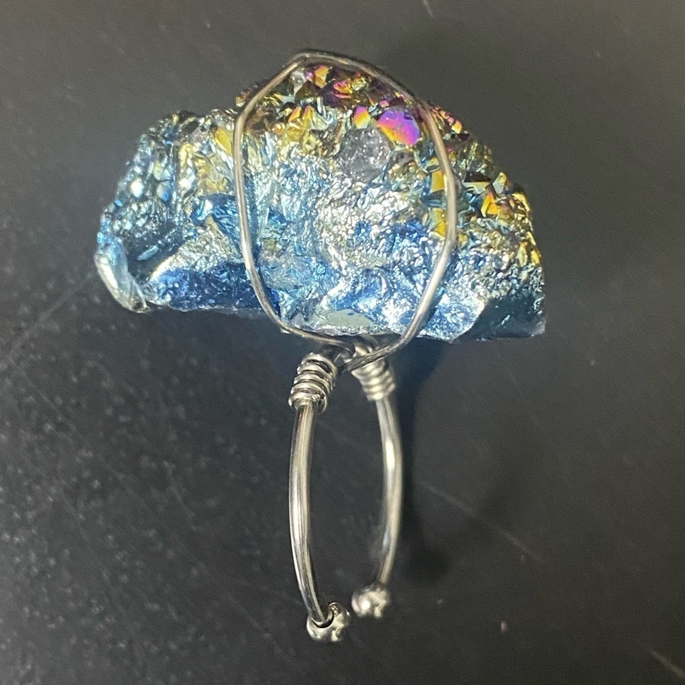 New In Box Rainbow Crystal Adjustable Ring